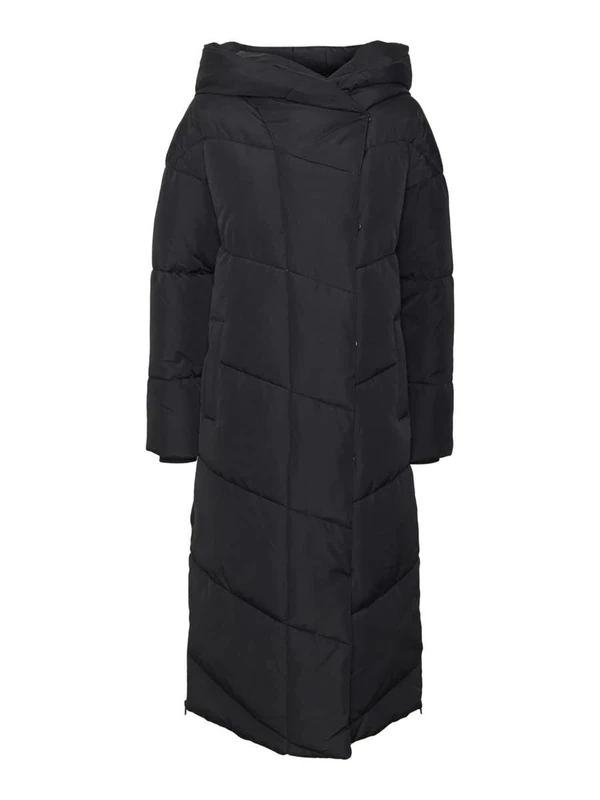 Noisy may Women's Nmtally L/S X-Long Zip Jacket Noos Down Coat, Black/Detail:dtm Lining, S