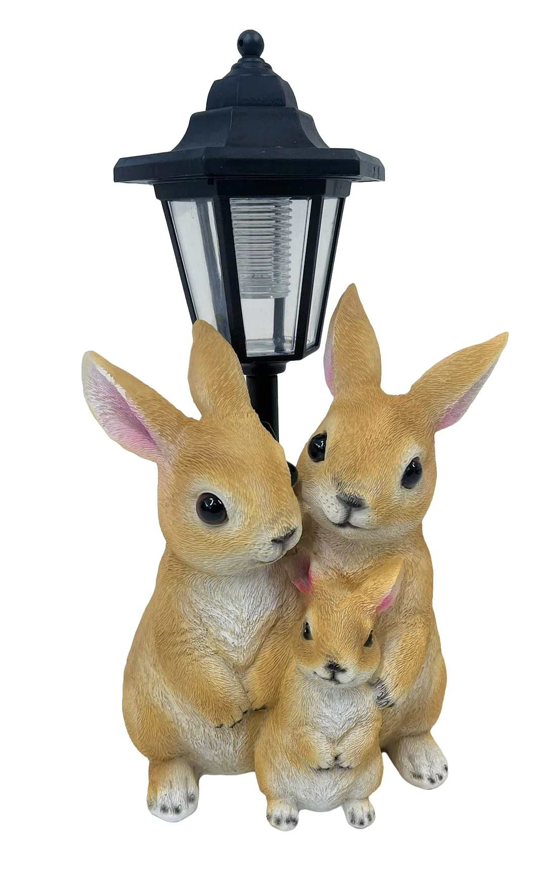 Solar Powered Garden Rabbit Ornament Lantern Outdoor Light Up LED Home Decorative Bunnies family Décor Figurine Accessories for Pathway Lawn Yard patio Grass Balcony