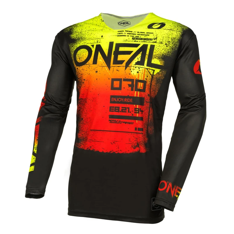 O'NEAL | Motocross Shirt Long Sleeve | MX MTB Mountain Bike | Lightweight Material, Ergonomic Slim Fit Cut Mayhem Jersey Scarz V.24 | Adult | Black Red | Size XL