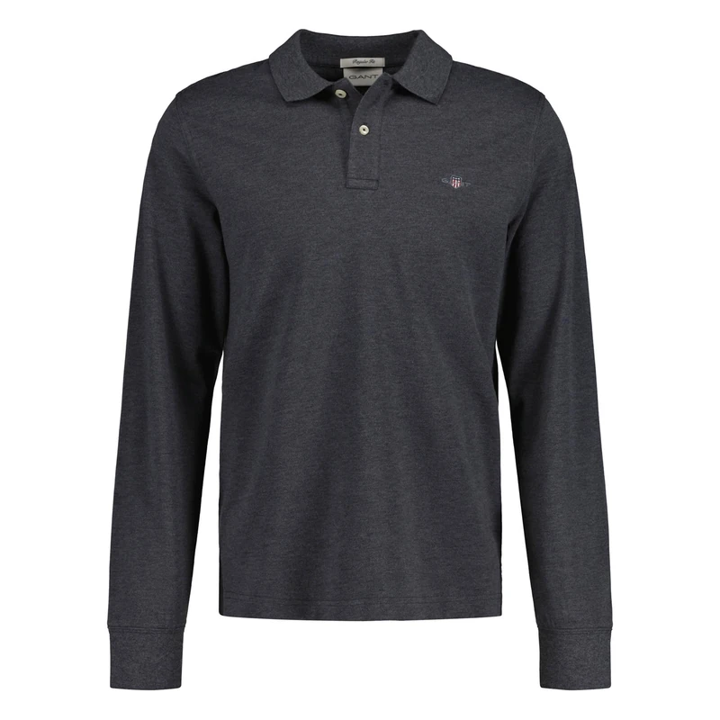 GANT REG Shield LS Pique Rugger, Antracite Melange, 3XL - Image 1