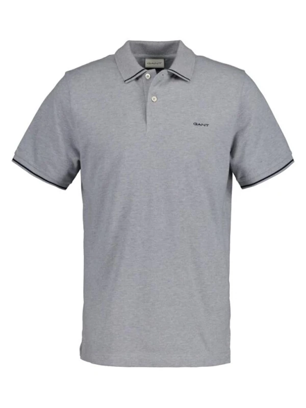 GANT Tipping SS Pique Rugger, Grey Melange, M - Image 1