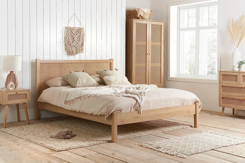 Birlea Croxley Rattan Double size Bed Oak