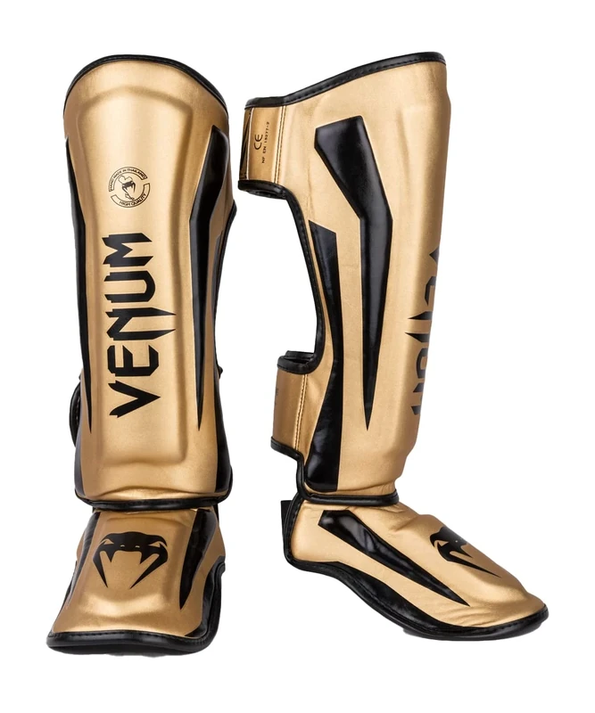 Venum, Elite Standup Shin Guards, Men's, XL, Gold/Black