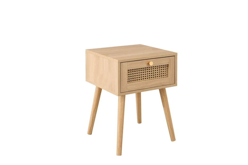 Birlea Croxley Rattan 1 Drawer Bedside table Oak