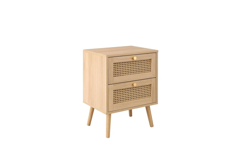 Birlea Croxley Rattan 2 Drawer Bedside table Oak