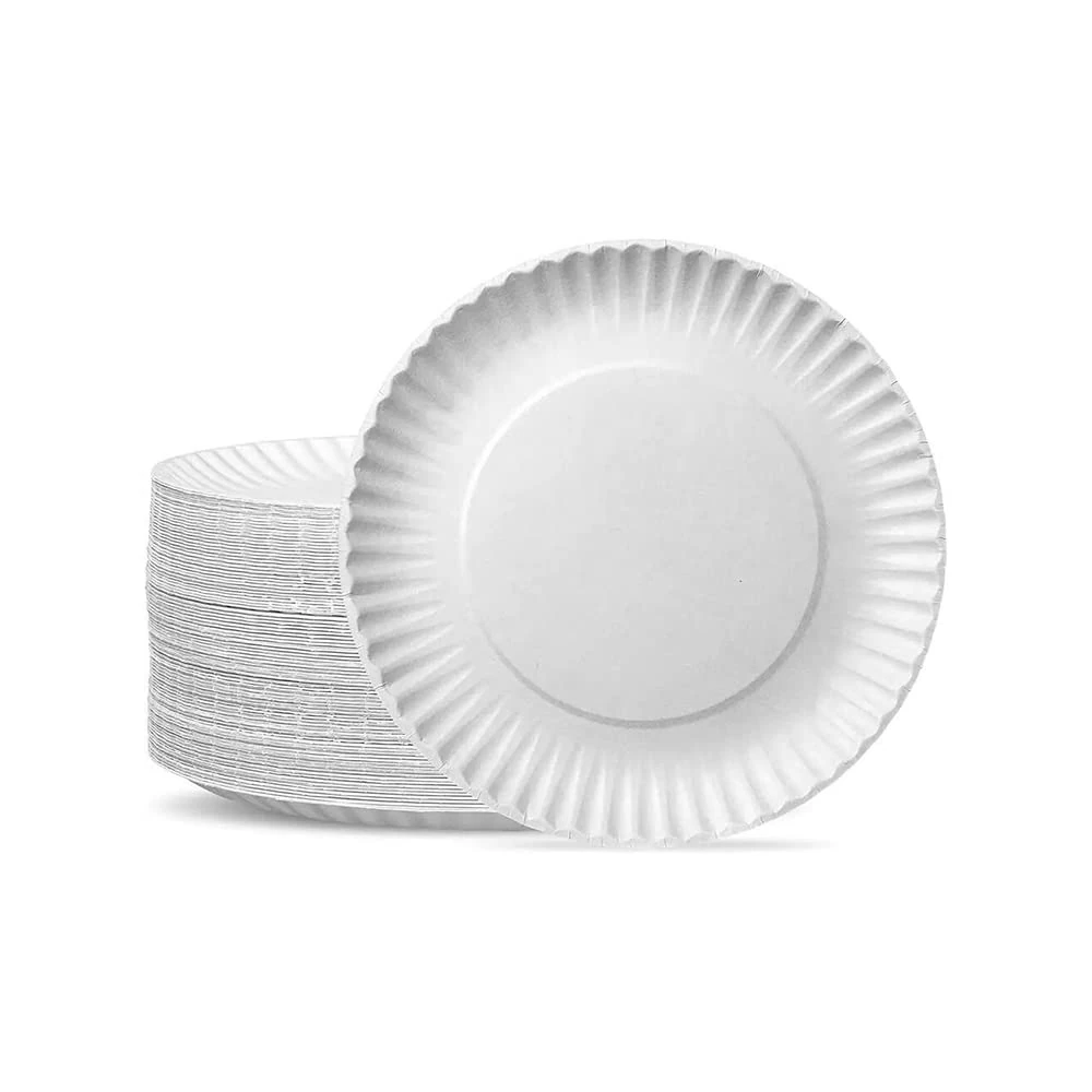 1ABOVE 100 Pack of 9-inch Disposable Paper Plates, 18cm White Paper Plates Perfect for Everyday use, Ideal for BBQ's, Parties and Events.