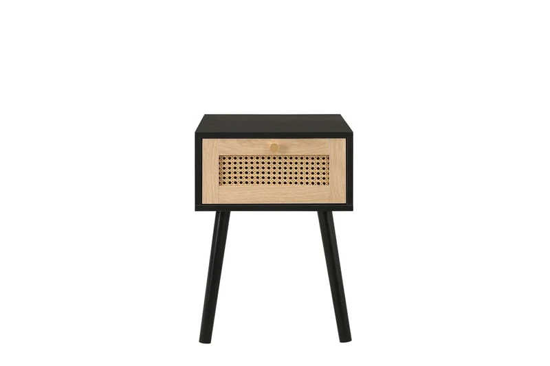 Birlea Croxley Rattan 1 Drawer Bedside table Black Oak