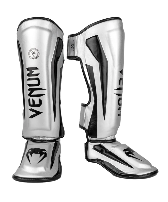 Venum, Elite Standup Shin Guards, Men's, XL, Silver/Black