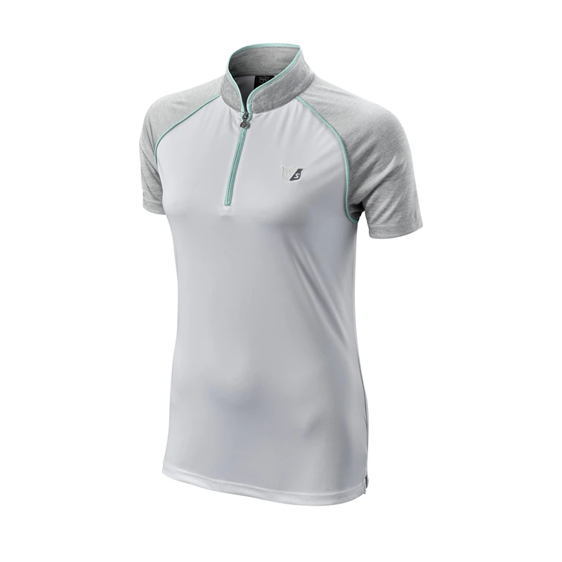 Wilson Staff Women's Golf Polo Shirt, Scalloped Collar Polo, Short Sleeve, Polyester White/Green - Image 1