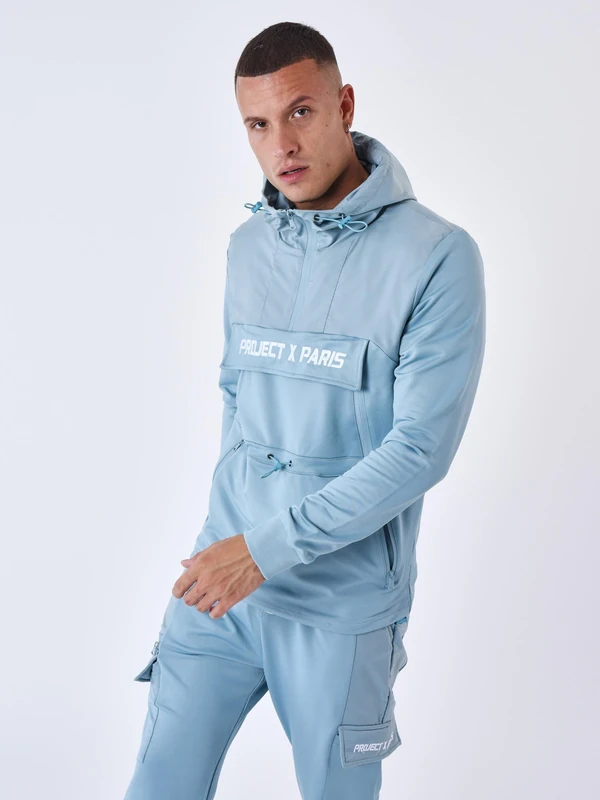 PROJECT X PARIS Men's Sweatshirt, 100% Polyester, Blue Grey, Size S