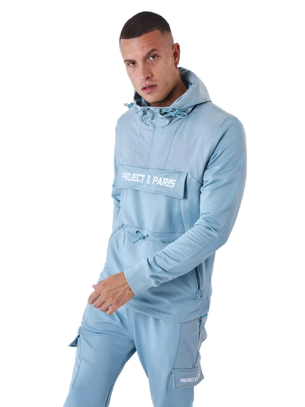 PROJECT X PARIS Men's Sweatshirt, 100% Polyester, Blue Grey, Size M
