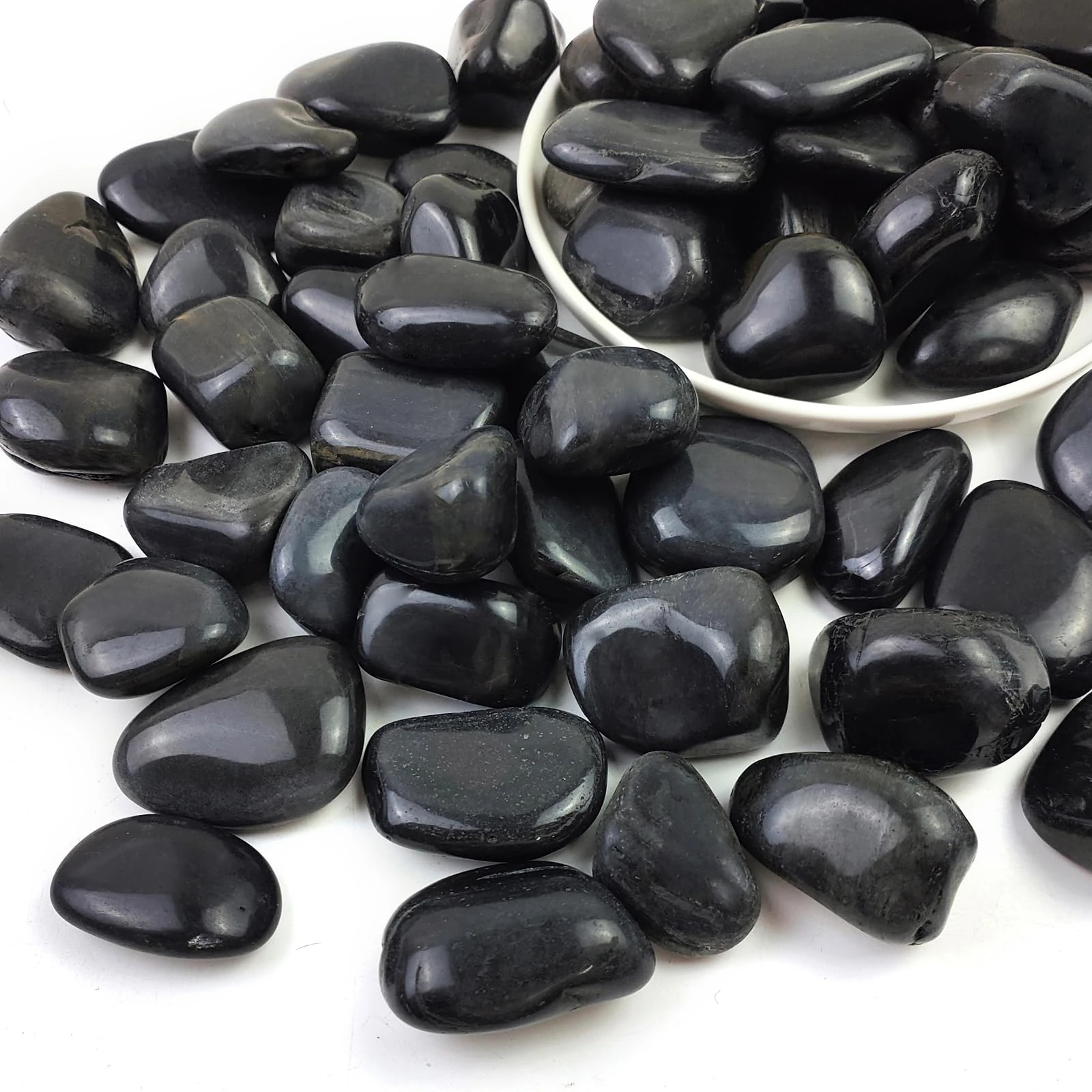 SHIZWU Black Pebbles for Garden, Decorative Stones for Plant Pots, Vase Fillers, Aquarium, Fish Tank (20-40mm, 4.5kg)