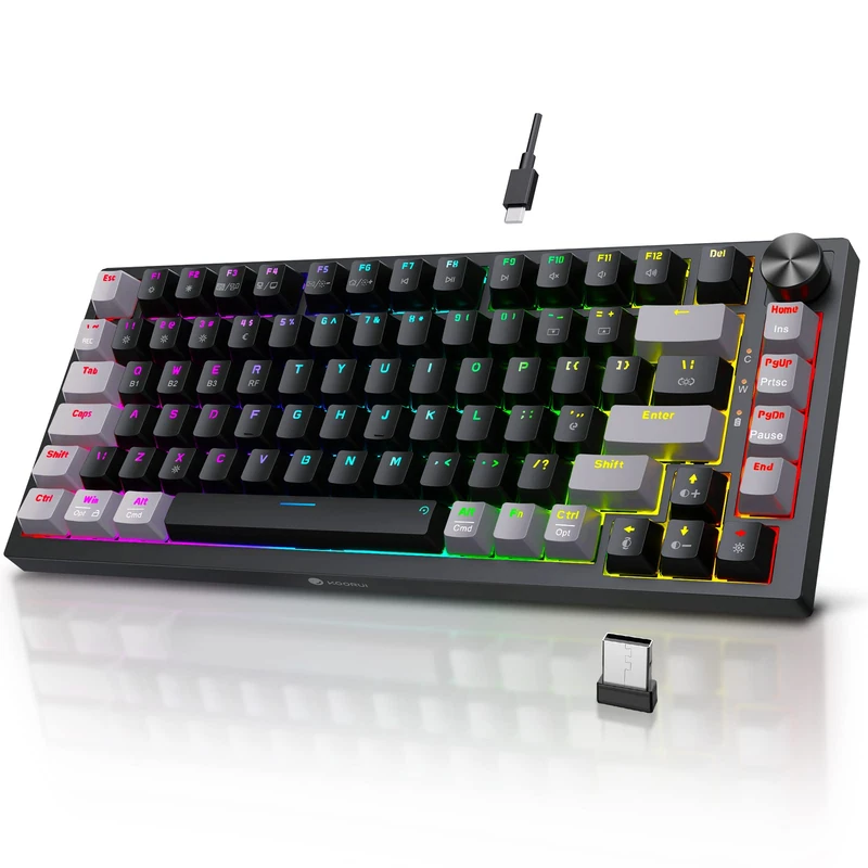 KOORUI 82-Key Wireless Mechanical Gaming Keyboard, UK, Brown Switch