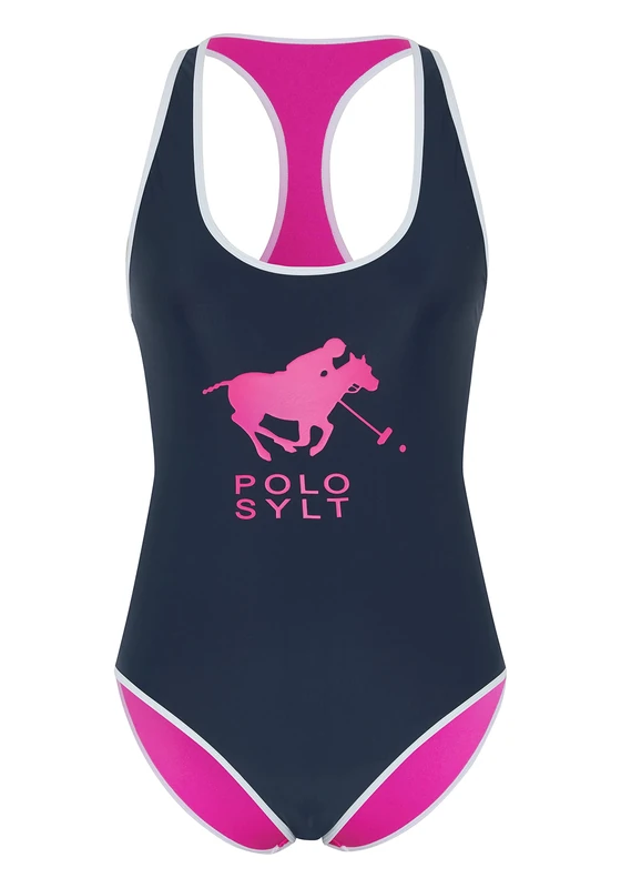 Polo Sylt Women's Swimsuit with Logo Motif and Cut-Out, Total Eclip, 44