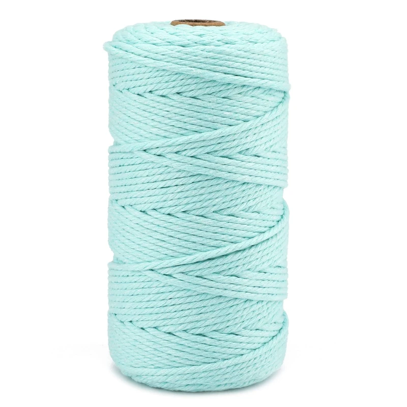 jijAcraft 3MM Macrame Cord, 100M/328ft Light Blue Cotton String Twine for Crafts, Graden String Cotton Rope for DIY Crafts Wall Hanging Plant Hanger Knitting Bundling Wrapping