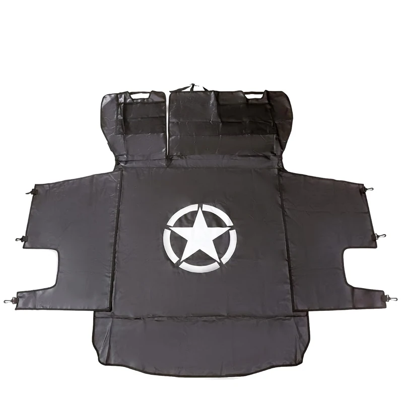 SUNPIE Trunk Cargo Mat for Dog Compatible with Jeep Wrangler JK/JL Unlimited 4 Doors 2007-2025, Waterproof and Nonslip Pet Cargo Liner Protector Washable Dog Seat Cover, Heavy Duty Oxford