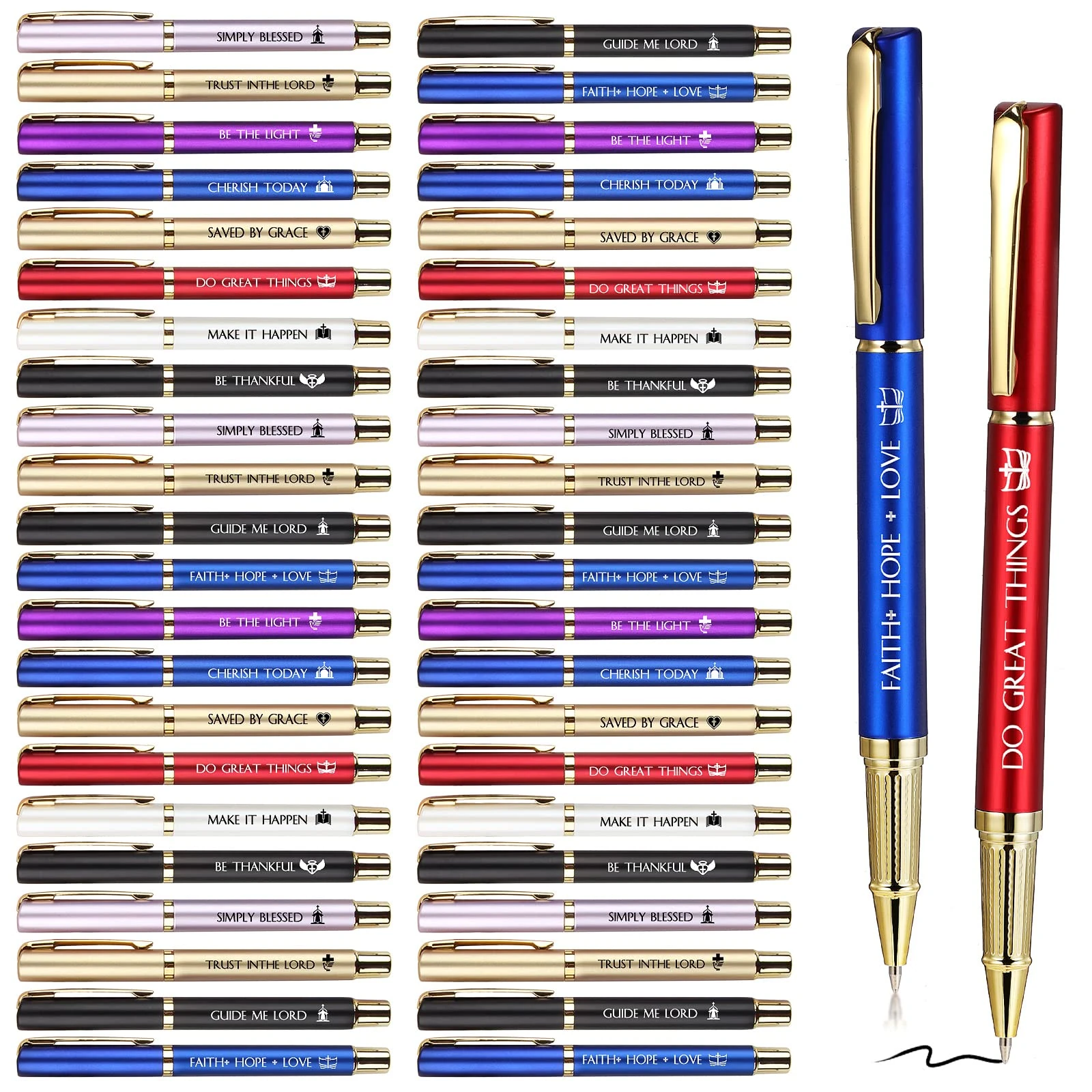Fuutreo 50 Pcs Christian Grandparents Day Gift for Church Christian Pens Bulk Bible Verse Ballpoint Pen Inspirational Church Clergy Gift for Men Women Pastor Sunday School Bible Study Supplies