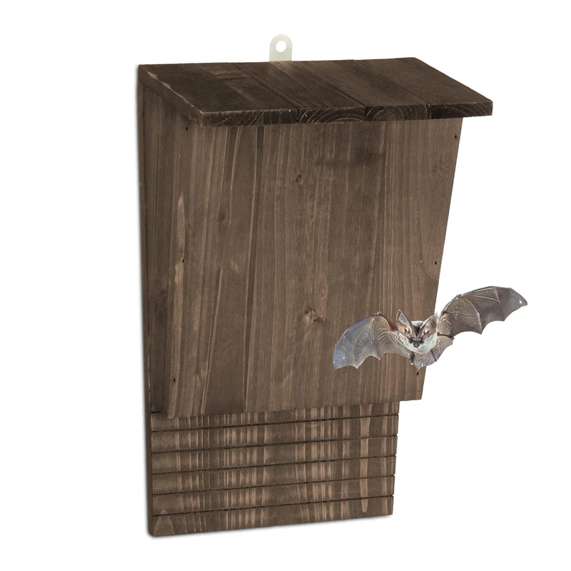 Relaxdays Bat Box, Large Safelodging for Wildlife, HxWxD: 37x22x12.5, Animal Hotel, Sanctuary, Protect, Pine Wood, Brown