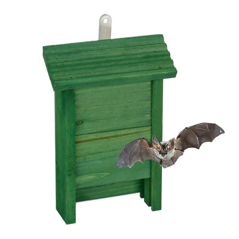 Relaxdays Bat Box, Large Safelodging for Wildlife, HxWxD: 29x18x6, Animal Hotel, Sanctuary, Protect, Pine Wood, Green