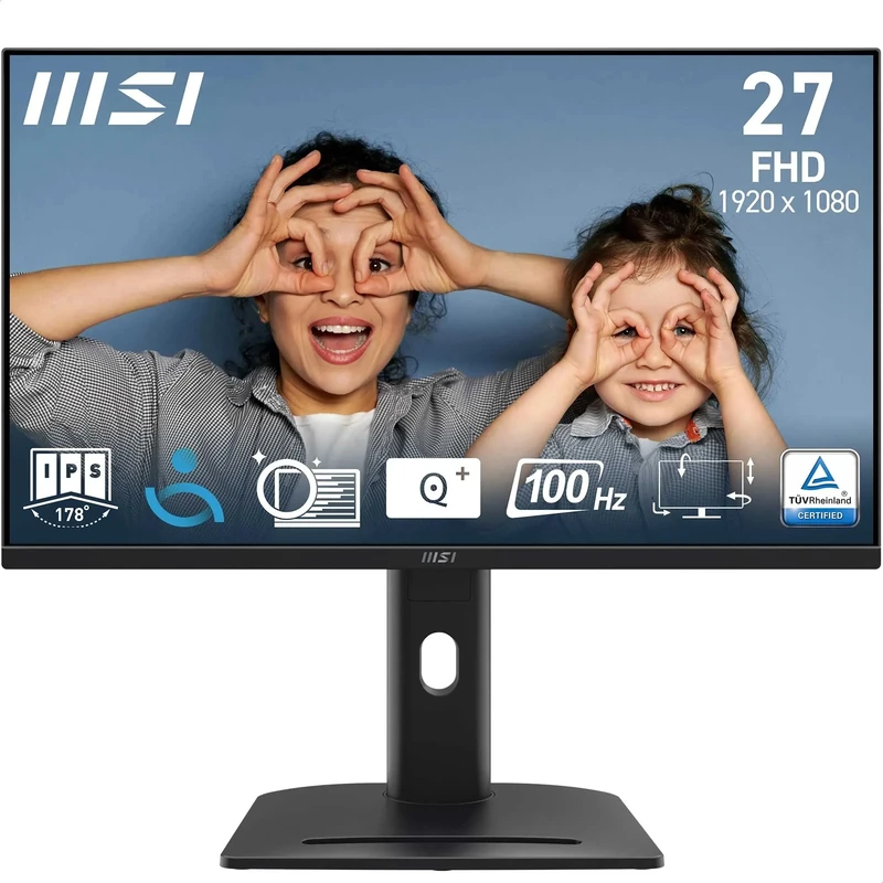 MSI PRO MP275PG 27 Inch Full HD Office Monitor - 1920 x 1080 IPS Panel, 100Hz, Eye-Friendly Screen, VESA Mountable, Display Kit Support, 4-Way Adjustable - HDMI, DisplayPort, D-Sub (VGA)