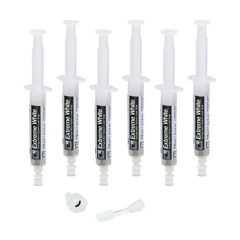 ERRECOM Extreme White - 6 x 12 mL, Refrigerant Leak Stop for Refrigerators with hermetic compressor and R600 - R290 – R134a, 1/4 SAE adapter included