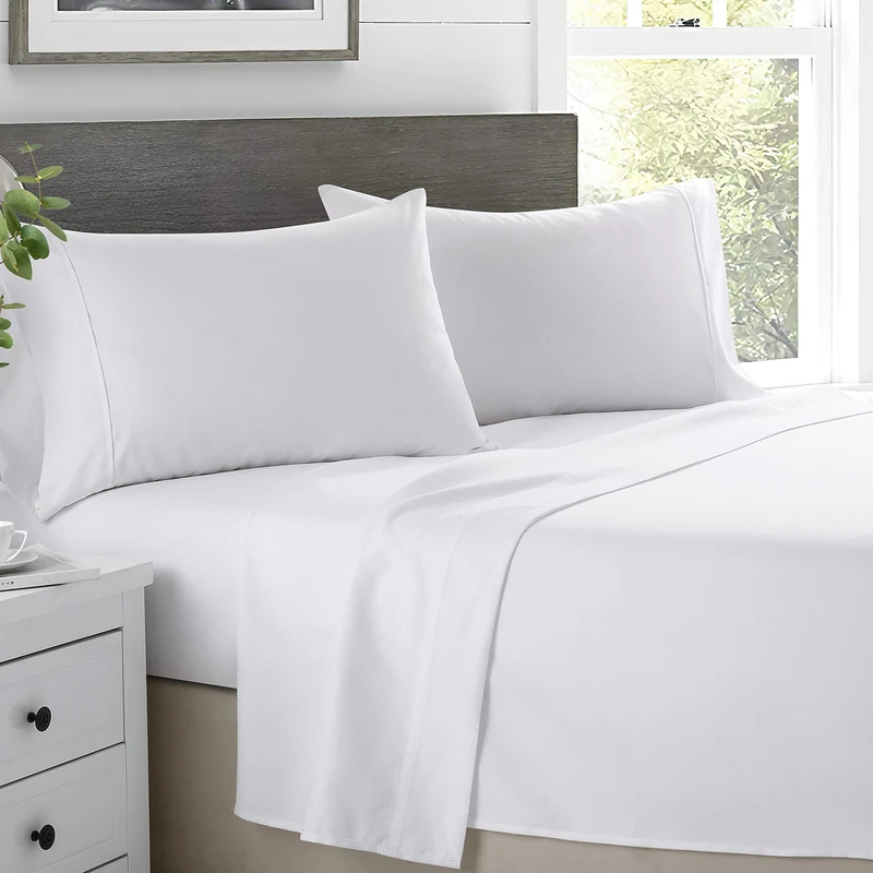 Queen Size Sheet Set - 100% Cotton Sheets for Queen Size Bed - 600 Therad Count Queen Bed Sheets Set with 16" Deep Pocket - 4 Piece Luxury Sheets Queen Size - Soft, Cooling Sateen Weave - White