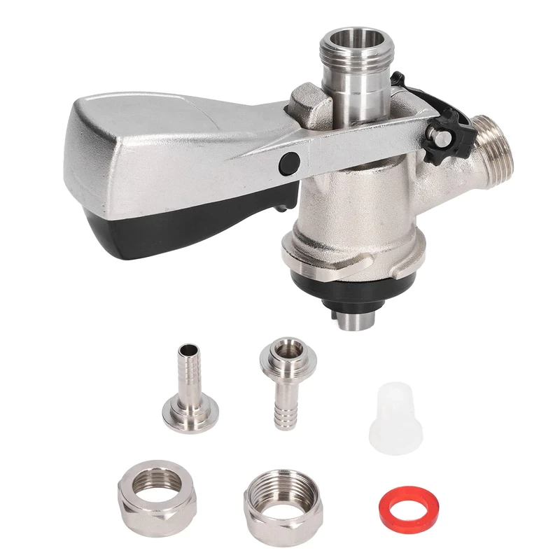 G5/8 S Type Beer Keg Coupler, European S System Keg Coupler Stainless Steel Beer Barrel Distributor Faucet Brewing Accessory