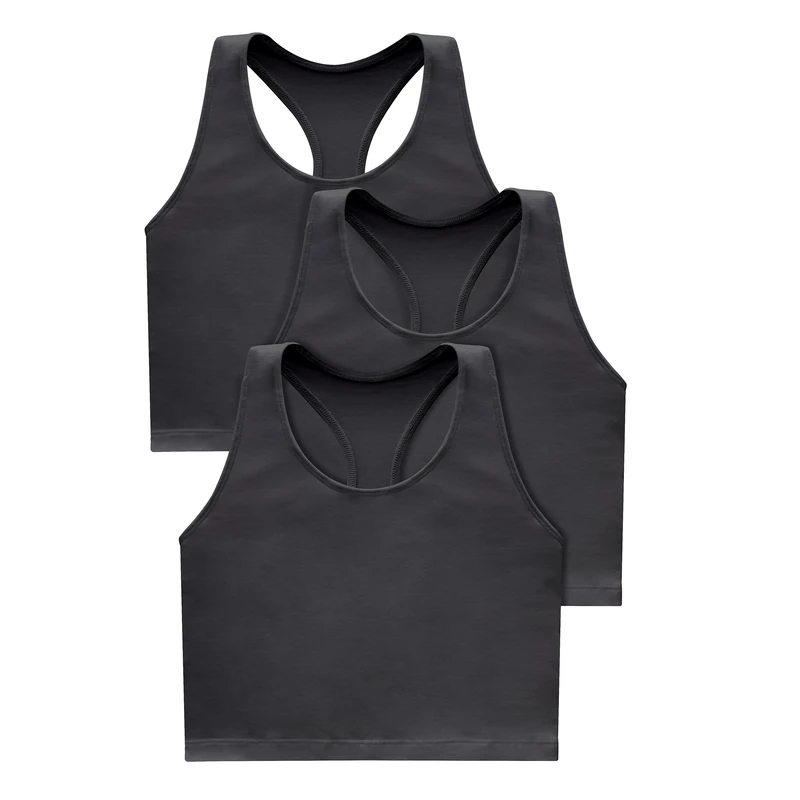 Hanes Women's Originals Racerback Top, Cropped Tank with Integrated Bra, Pack of 2, Black/Black/Black, XL (Pack of 3)