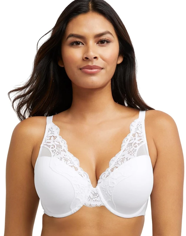 Bali Women's Un Suave Encaje En U Con Aros, Brasier Convertible Cómodo Elástico de Cobertura Completa Bra, Opaque, White, 38D