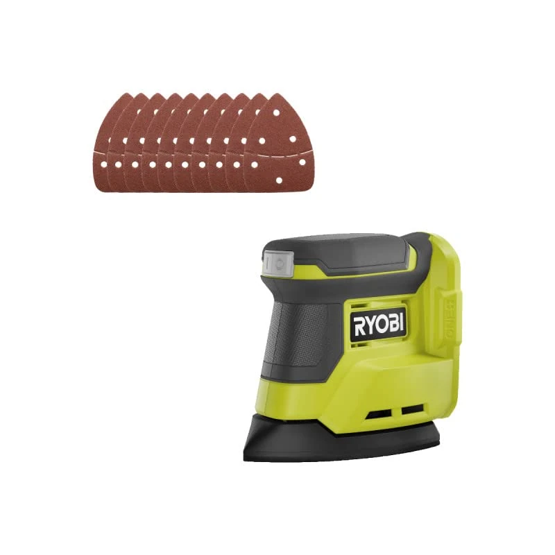 RYOBI Pack RPS18-0 Triangular Sander 18V OnePlus No Battery or Charger Pack of 10 Sanding Sheets SCS10A Grit 60, 80 and 120 Grit