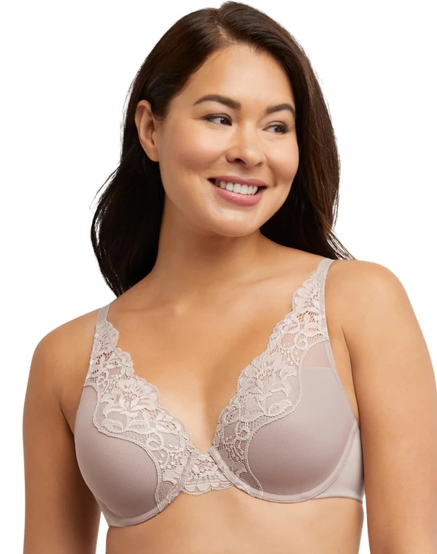 Bali Women's One Smooth U Lace Underwire, Comfort Stretch Full-Coverage Convertible Bra, Evening Blush, 34C