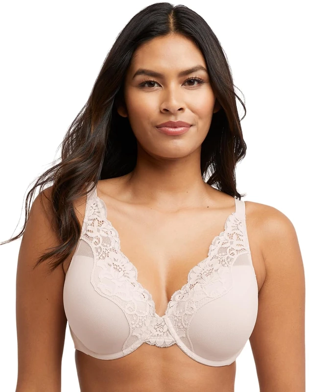 Bali Women's One Smooth U Lace Underwire Bra, Comfort Stretch Full-Coverage Convertible Bra, Sandshell, 40DD