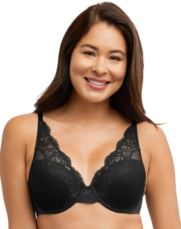 Bali Women's One Smooth U Lace Underwire, Comfort Stretch Full-Coverage Convertible Bra, Opaque, Black, 38DD - Image 1