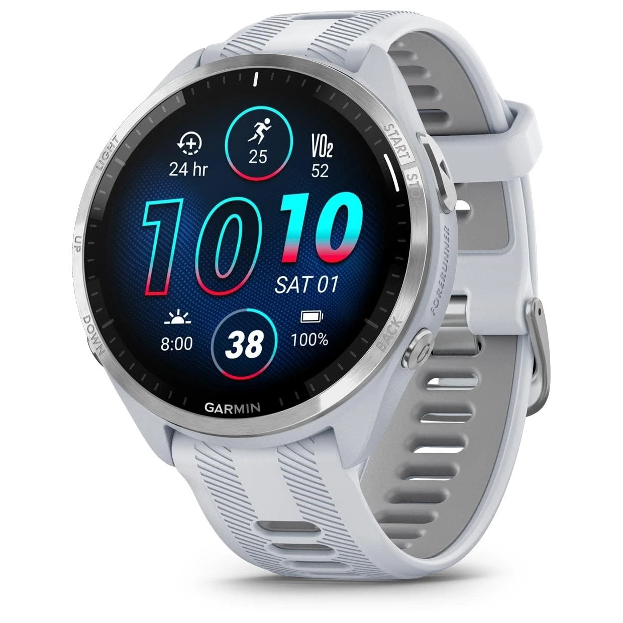 Garmin Forerunner 965 Quartz Smartwatch for Unisex, Whitestone/Powder Grey