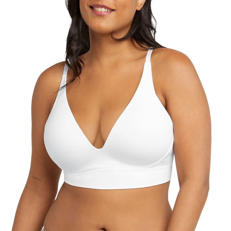 Maidenform Women's Push, M Seamless Lift Longline Bralette, Bras (Plus, Opaque, White, XXL