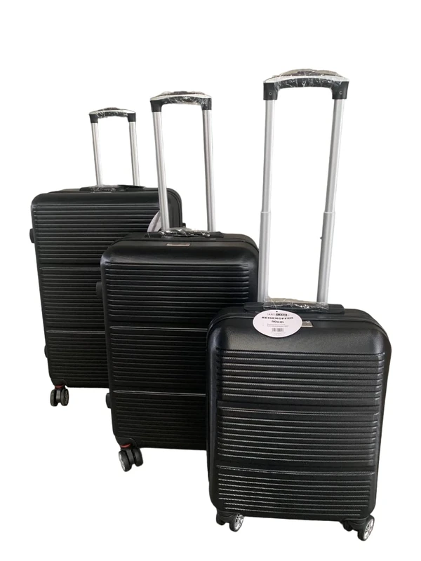 ito electronics Suitcase Set 3-Piece Hard Shell 4 Wheels Combination Lock Black, Black, Kofferset 3-teilig, Suitcase Set