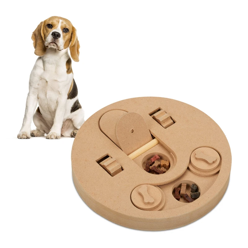 Relaxdays Interactive Intelligence, Dogs, Food Toy, Treat Hiding, Sniffing Puzzle Game, MDF, Natural Wood, Fibreboard, 4x23x23 cm