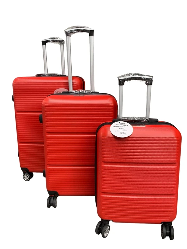 ito electronics Suitcase Set 3-Piece Hard Shell 4 Wheels Combination Lock Red, red, Kofferset 3-teilig, Suitcase Set