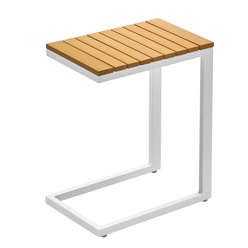 Gartenfreude Aluminium Table, Frame: White/WPC: Teak - Image 1