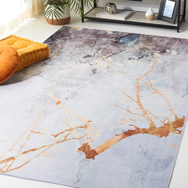 Safavieh Abstract Rug Ideal for High Traffic Areas - Machine Washable and Non Slip - Tacoma Collection, Short Pile, in Grey and Beige, 183 X 274 cm
