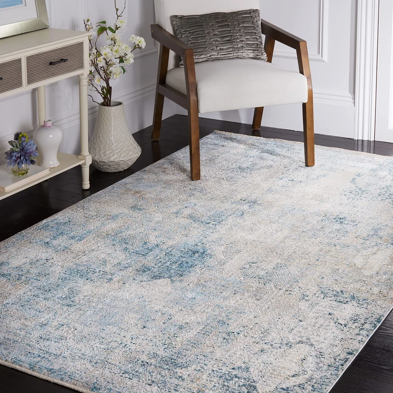 Safavieh Dream Collection Contemporary Rug for Living Room Dining Room Bedroom Short Pile Grey and Blue 72 x 108 Inch