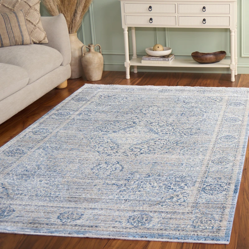Safavieh Traditional Rug for Living Room, Dining Room, Bedroom - Dream Collection, Short Pile, in Grey and Turquoise, 183 X 274 cm