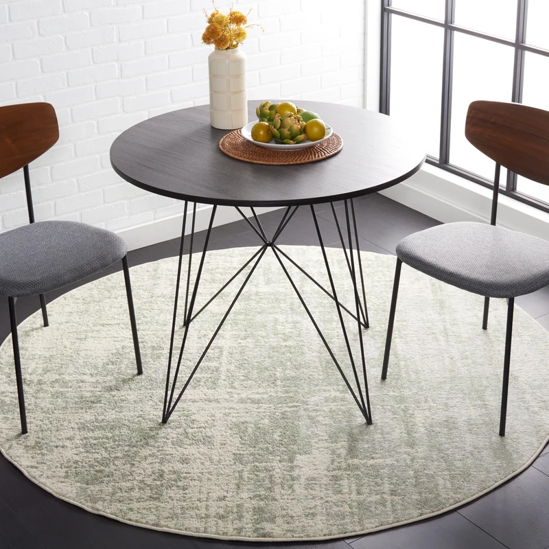 Safavieh Contemporary Rug for Living Room, Dining Room, Bedroom - Adirondack Collection, Short Pile, in Beige and Sage, 180 x 180 cm