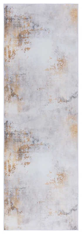 Safavieh Abstract Rug Ideal for High Traffic Areas - Machine Washable and Non Slip - Tacoma Collection, Short Pile, in Grey and Gold, 76 X 244 cm