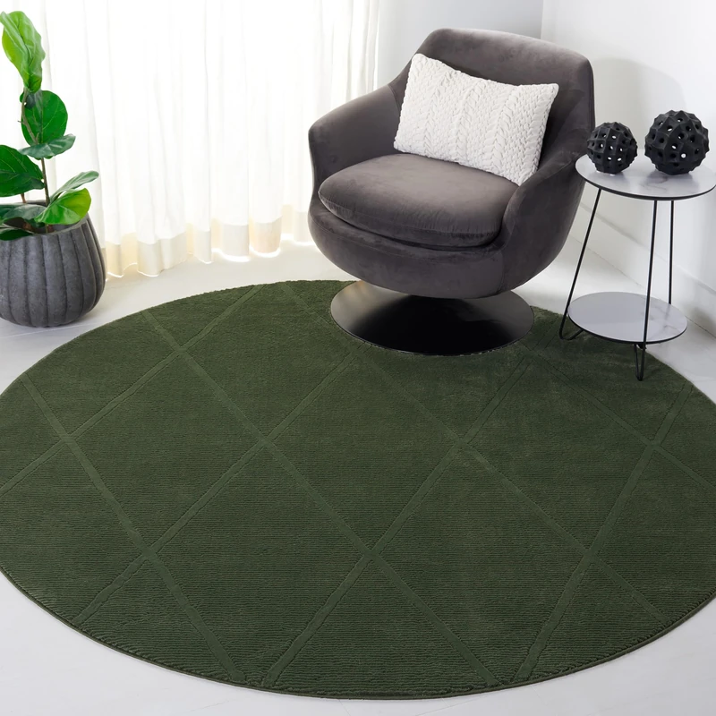 Safavieh Contemporary Rug for Living Room, Dining Room, Bedroom - Revive Collection, Short Pile, in Green, 200 x 200 cm