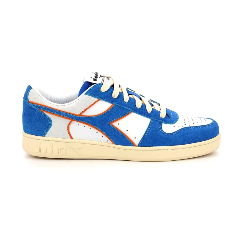Diadora Unisex Magic Basket Low Suede Leather Gymnastics Shoe, Royal White, 4.5 UK