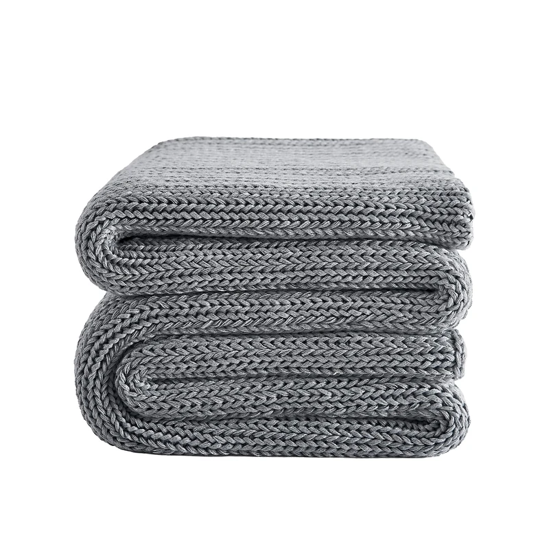 L'AGRATY Knitted Weighted Blanket - 50"x60" 10lbs Cooling Chunky Knit Heavy Blanket for Adults Braided Crochet Throw Thick Cable Yarn Knit Decorative Blanket No Beads Evenly Weighted Machine Washable