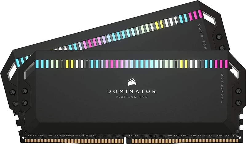 Corsair DOMINATOR PLATINUM RGB DDR5 64GB (2x32GB) 6600MHz C32 Intel Optimised Desktop Memory (Onboard Voltage Regulation, Patented CORSAIR DHX Cooling, 12 Ultra-Bright CAPELLIX RGB LEDs) Black