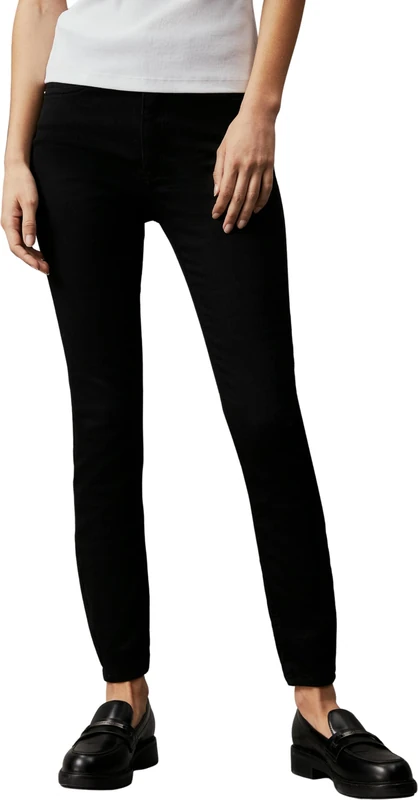Calvin Klein Women’s High Waist Ankle Length Super Skinny Jeans, Black (Denim Black), 28W