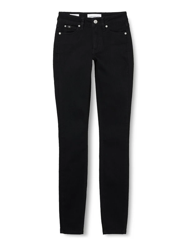 Calvin Klein Jeans Women's Mid Rise Skinny J20j221582 Pants, Denim (Denim Black), 24W / 32L